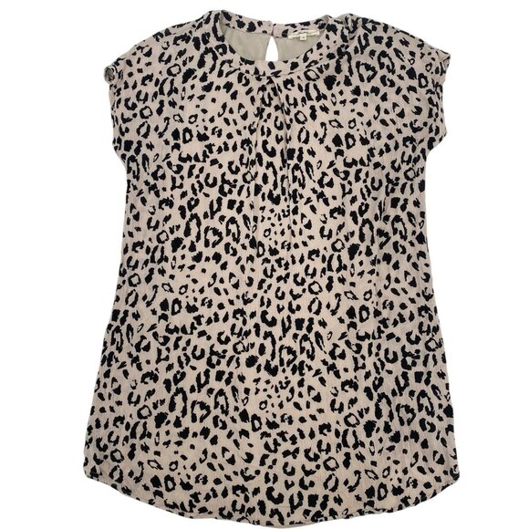 Andree By Unit Size M Beige Animal Print  Short Sleeve Tunic 0833 - Picture 1 of 10